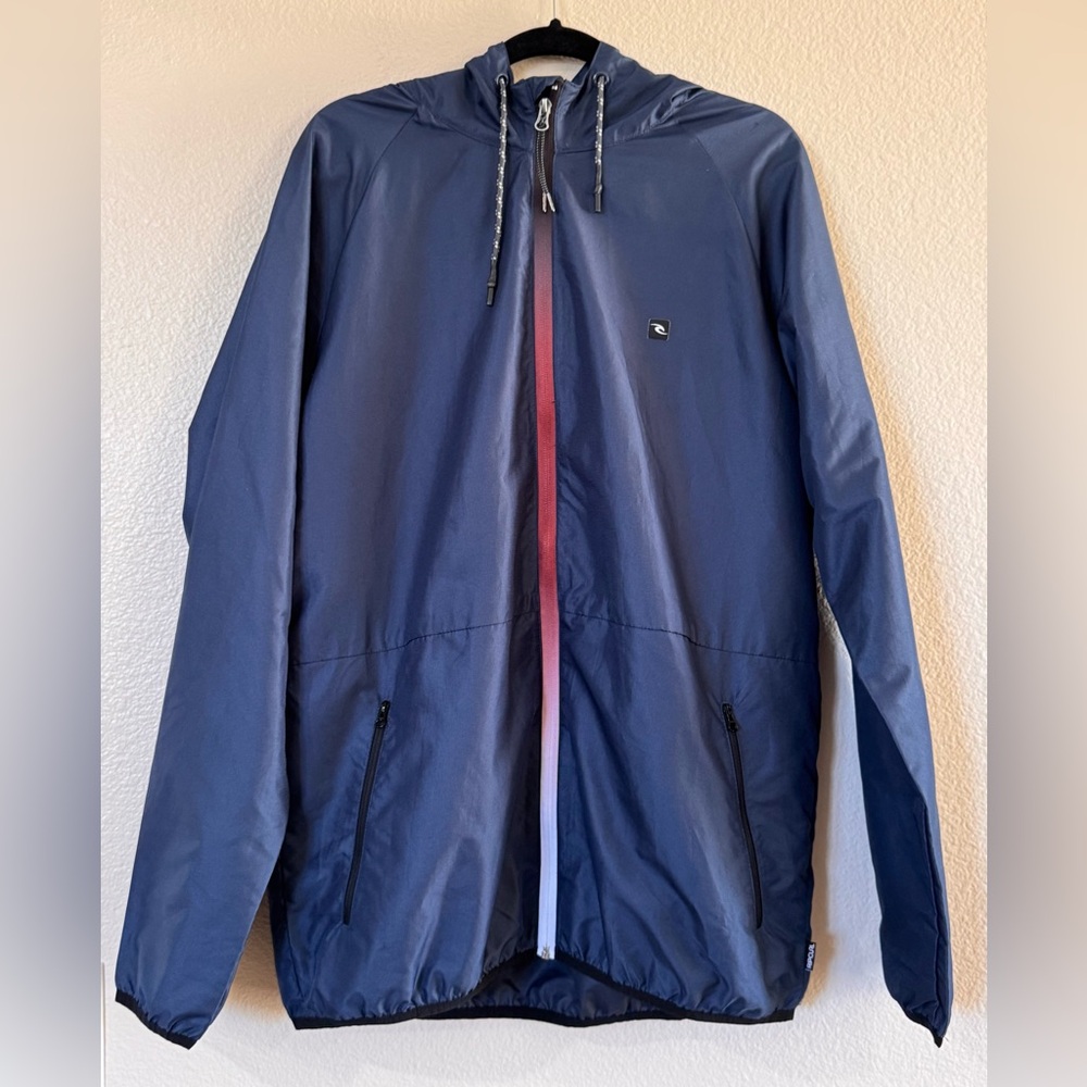 Rip Curl Anti-Series Tamarindo Hooded Windbreaker Jacket Navy Blue XL